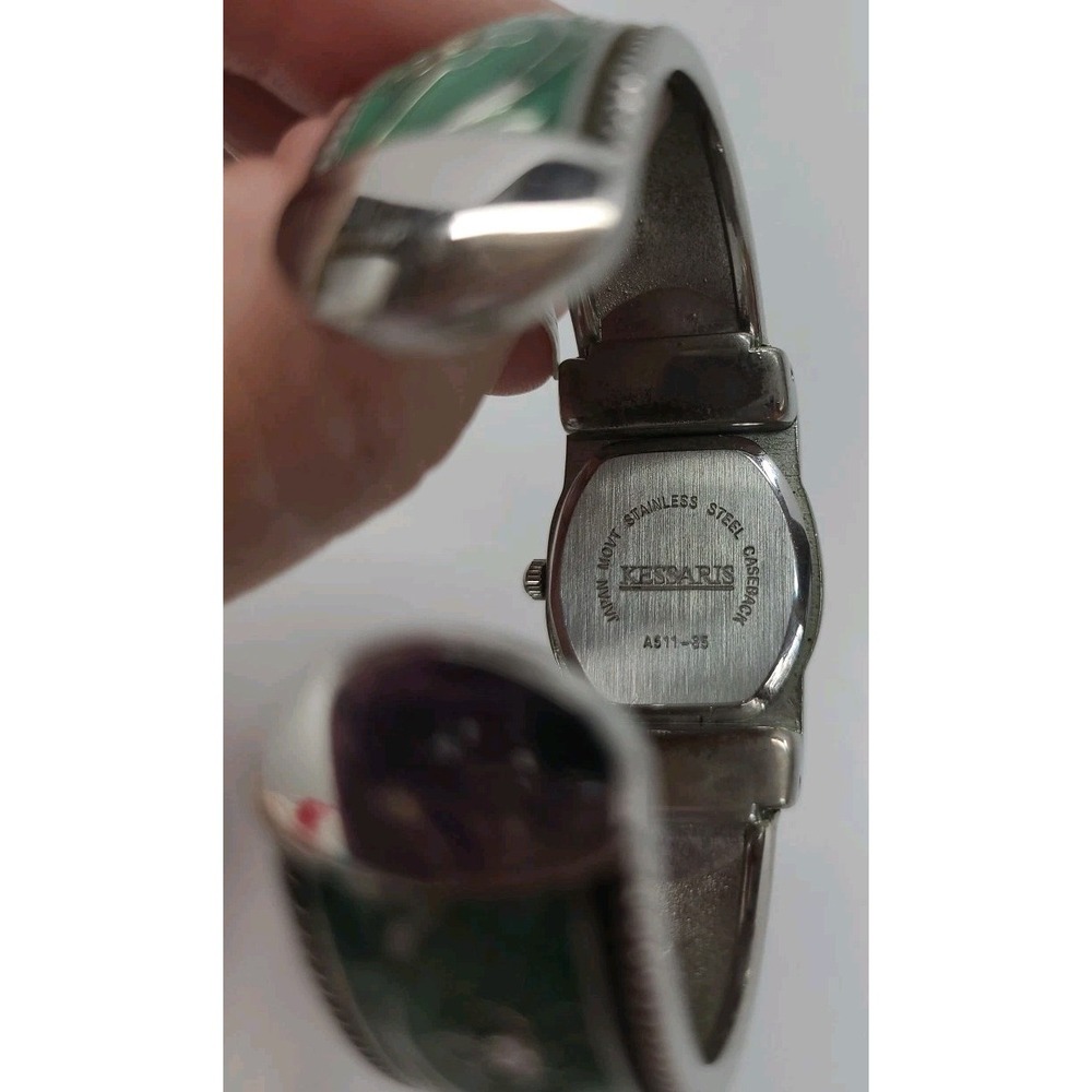 Kessaris Watch Bracelet Enamel with Flowers New Battery - Picture 5 of 7